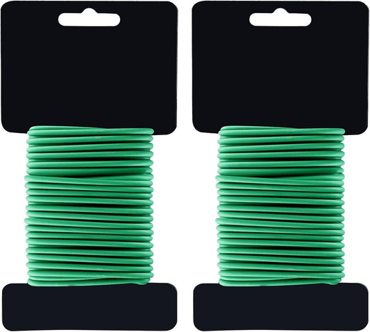(2 Reel) Soft Plant Ties, Garden Ties TPR Flexible Durable Heavy Duty Twist Wire for Twine Tomatos Branches Vines and Tying Up Cable Wires (Green)(φ3.5mm，26feet)